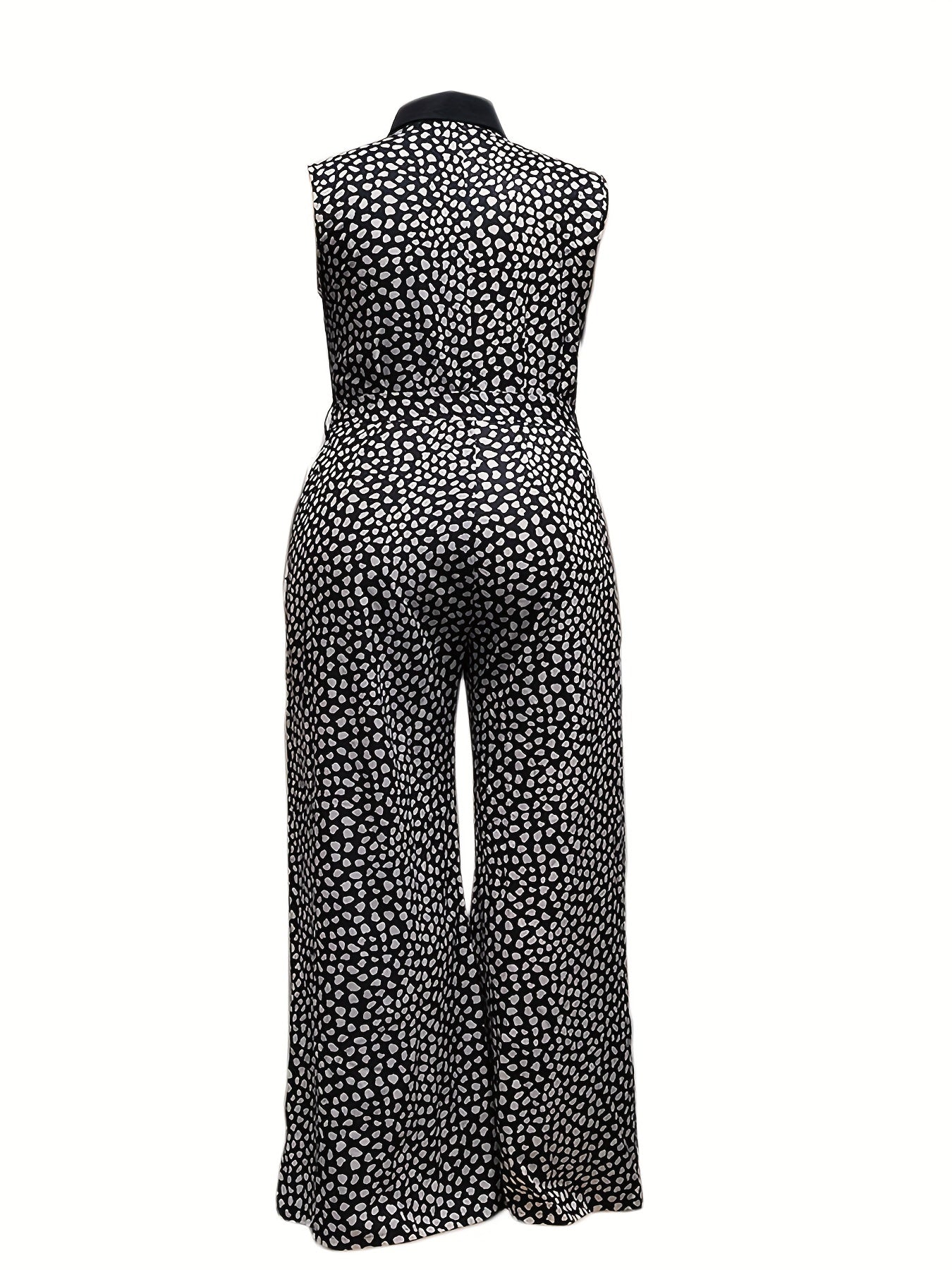 Casual Jumpsuit Women's Plus Allover Print Button Up