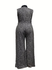 Casual Jumpsuit Women's Plus Allover Print Button Up
