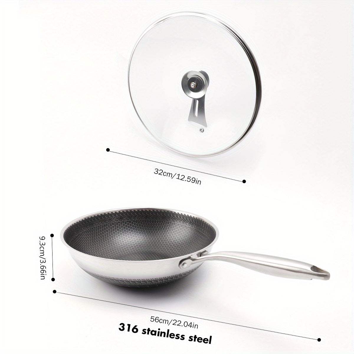 Non Stick Cast Iron Skillet with Glass Lid for Gas Stove and Induction Cooker