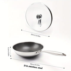 Non Stick Cast Iron Skillet with Glass Lid for Gas Stove and Induction Cooker