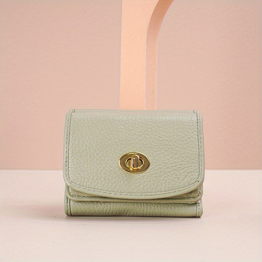 Women's Leather Trifold Wallet with Snap Closure and Coin Pocket