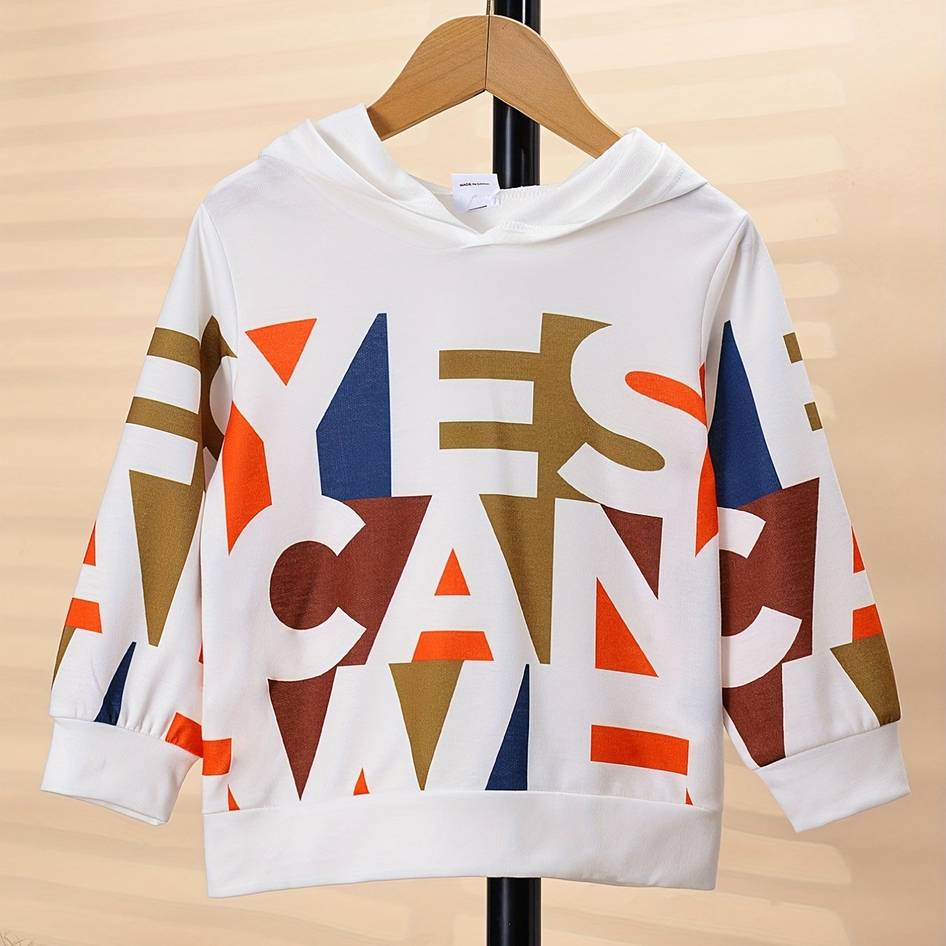 Boy's Cartoon Letters Graphic Print Hoodies