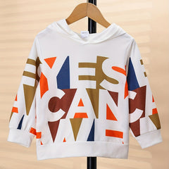 Boy's Cartoon Letters Graphic Print Hoodies