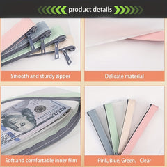 Money Bags With Zipper Cash Envelopes 18.49 X 9.98 Cm Clear Bank Deposit Bags