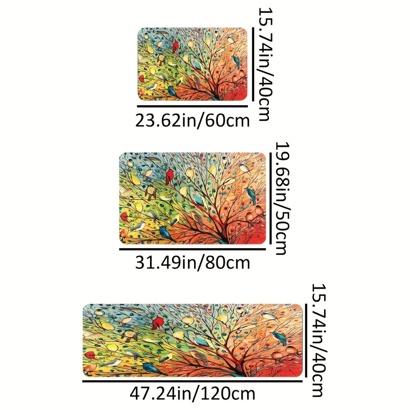 Colorful Tree Anti Fatigue Kitchen Mat, Washable Absorbent Entrance Doormat