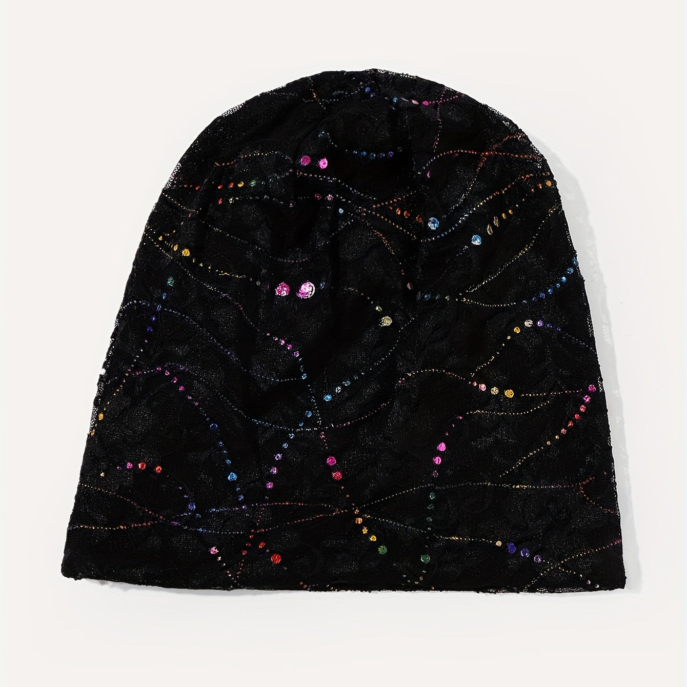 Sequin Lace Beanie Solid Skull Cap Turban Lightweight Chemo Hats For Women