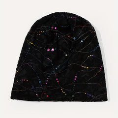 Sequin Lace Beanie Solid Skull Cap Turban Lightweight Chemo Hats For Women