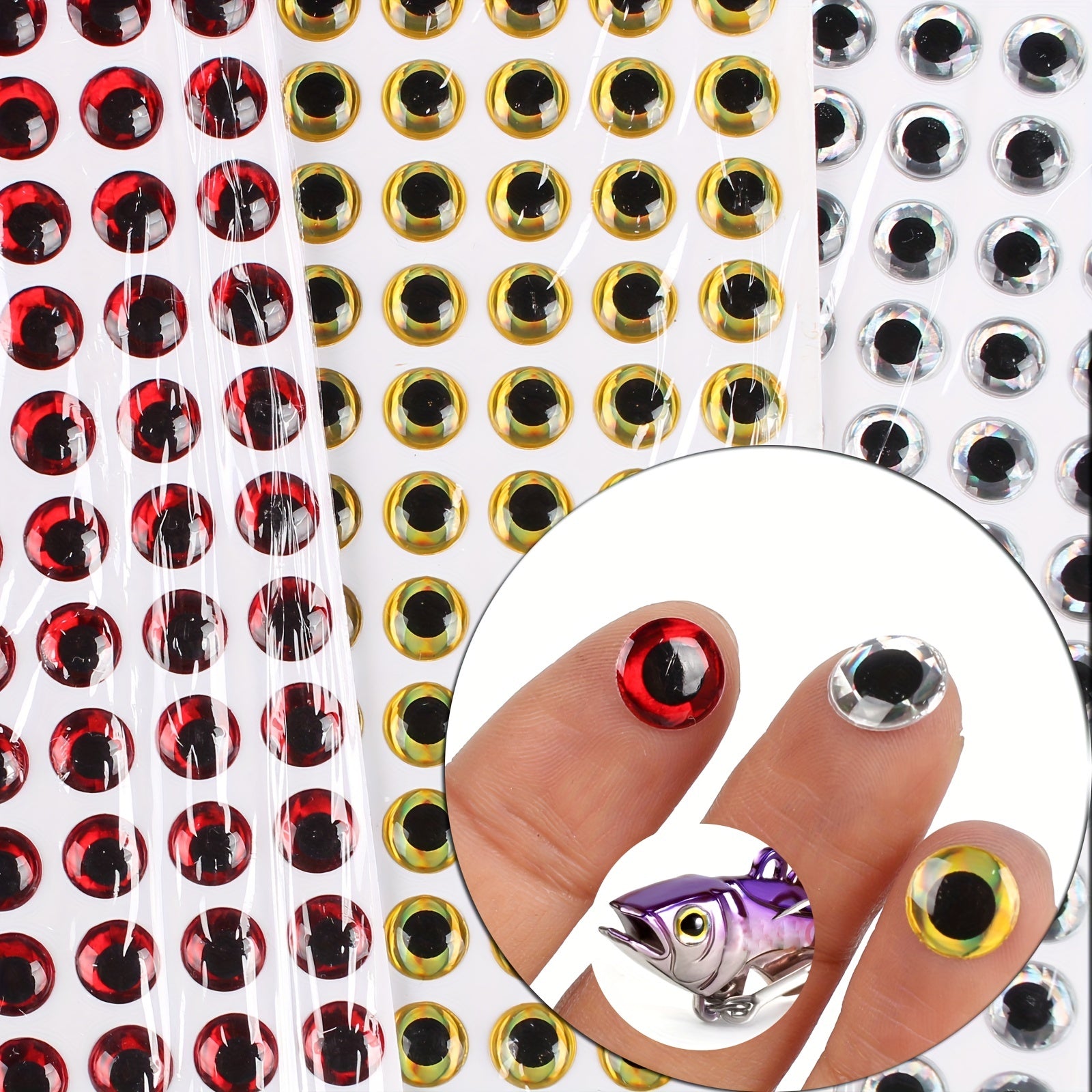 600pcs Bionic Fish Eye Lure 3D Animal Eye Bait for Fishing Multiple Sizes
