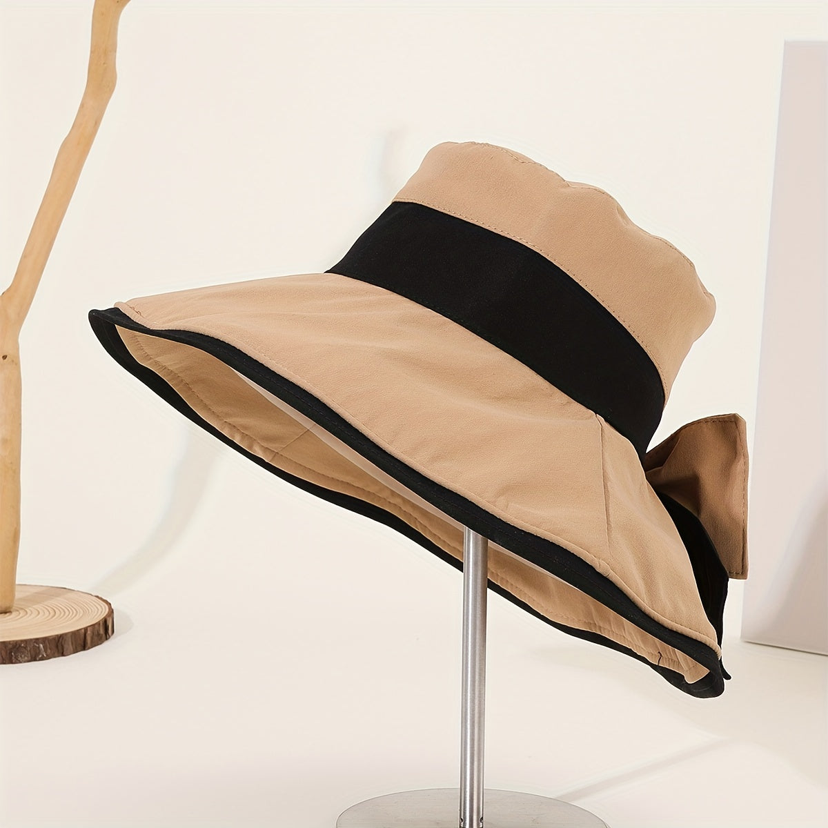 Women's Block Bow Bucket Hat Basin Hat