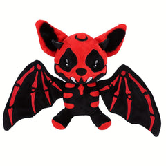Halloween Skeleton Bat Plush Toy with Orange Wings Soft Stuffed Animal Red