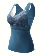 Contrast Lace Tank Top V-Neck Sleeveless Top Women's Lingerie