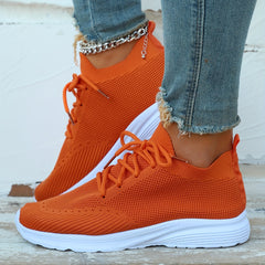 Women's Breathable Knit Sneakers Casual Lace Up Outdoor Shoes