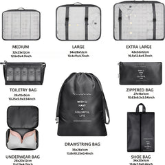 8PC Luggage Packing Cubes Set Waterproof Tavel Luggage Organizer For Suitcase