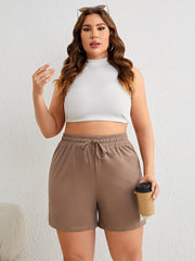 Graphic Print High Rise Elastic Waist Drawstring Comfy Shorts