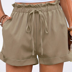 Solid Drawstring Shorts for Women