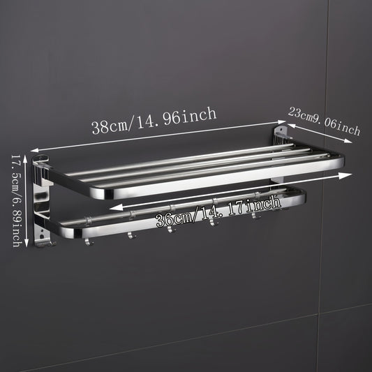 Stainless Steel Foldable Towel Storage Rack Wall Mounted Holder