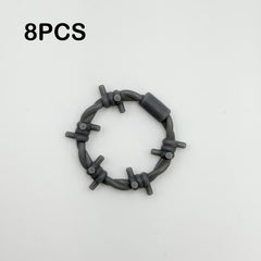 Silver Gray Building Block Scene Accessory with Spikes and Fences
