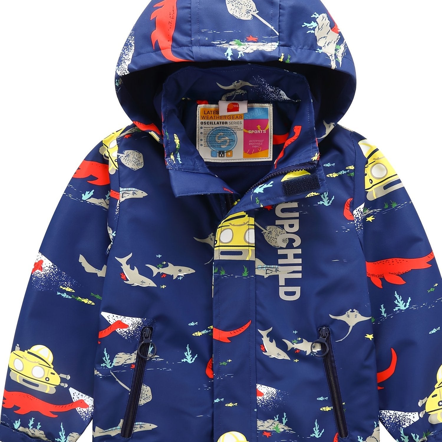 Boy's Hooded Rain Jacket Waterproof Windbreaker Raincoat Winter Warm Fleece