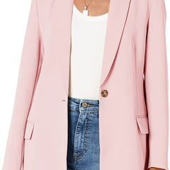 One Button Blazer Casual Open Front Long Sleeve