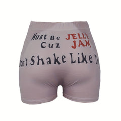 Print Elastic Yoga Shorts Casual Sport Shorts