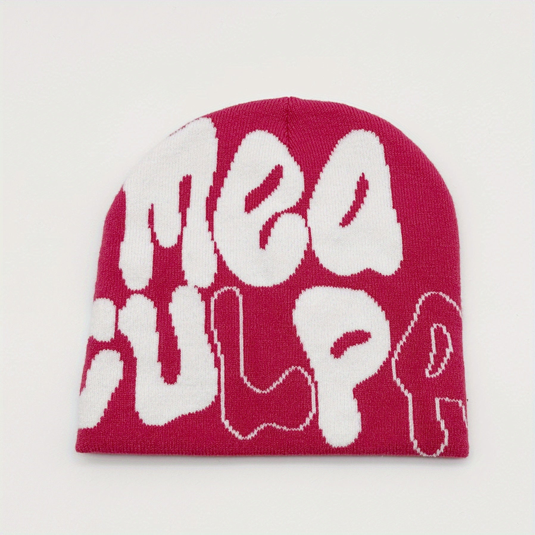 Alphabet Jacquard Multicolor Knit Beanie