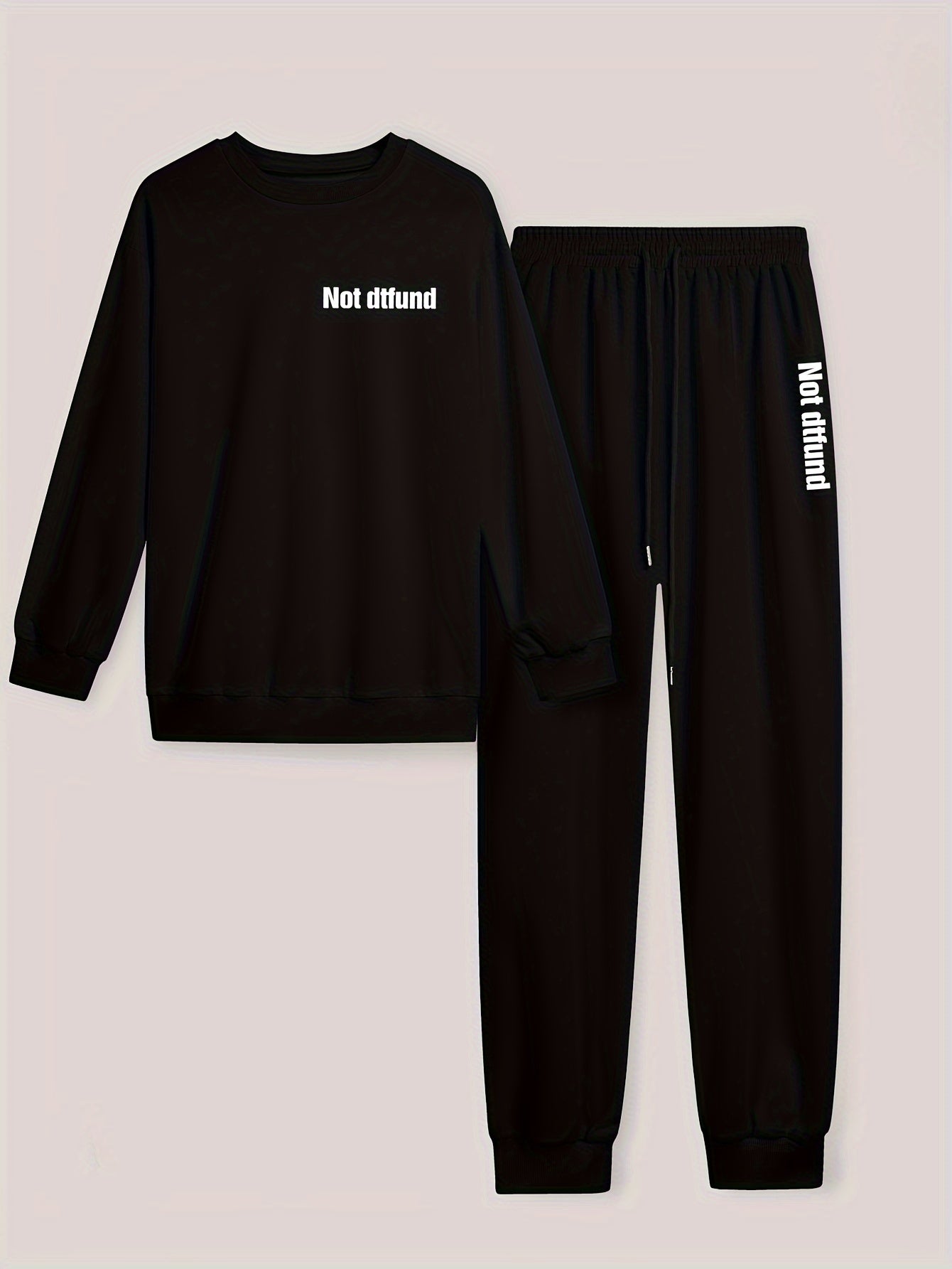 Women's Plus Size Graphic Print Long Sleeve Top & Drawstring Pants Outfit Set