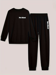 Women's Plus Size Graphic Print Long Sleeve Top & Drawstring Pants Outfit Set