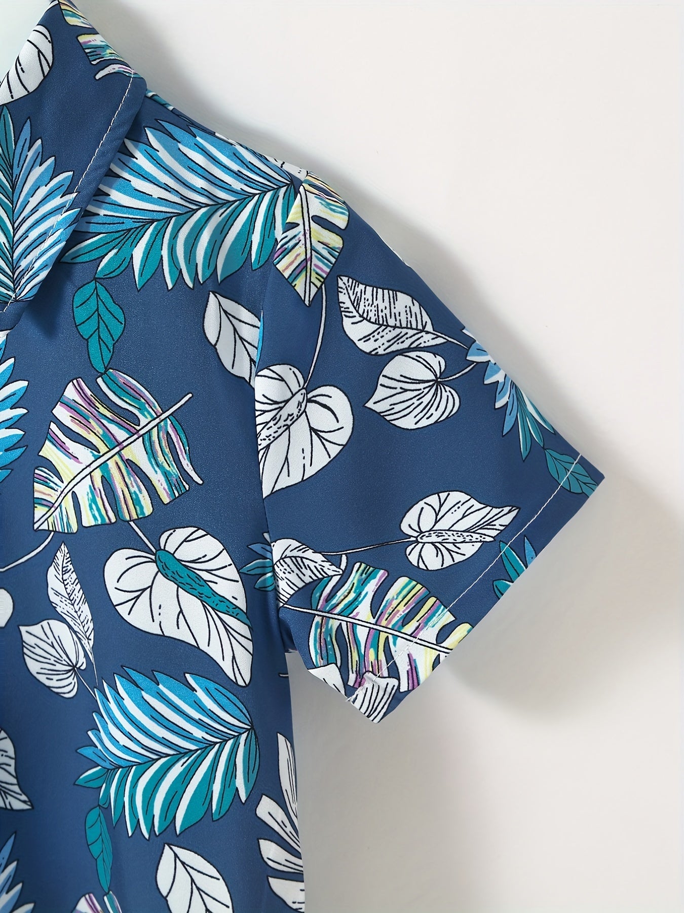 2pcs Toddler Boys Tropical Leaves Shirt & Shorts Set