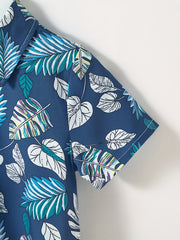 2pcs Toddler Boys Tropical Leaves Shirt & Shorts Set