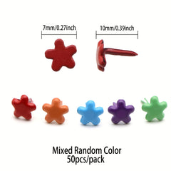 50pcs Mixed Paper Fasteners Metal Brads Mini Plum Shaped Scrapbooking Embellishm