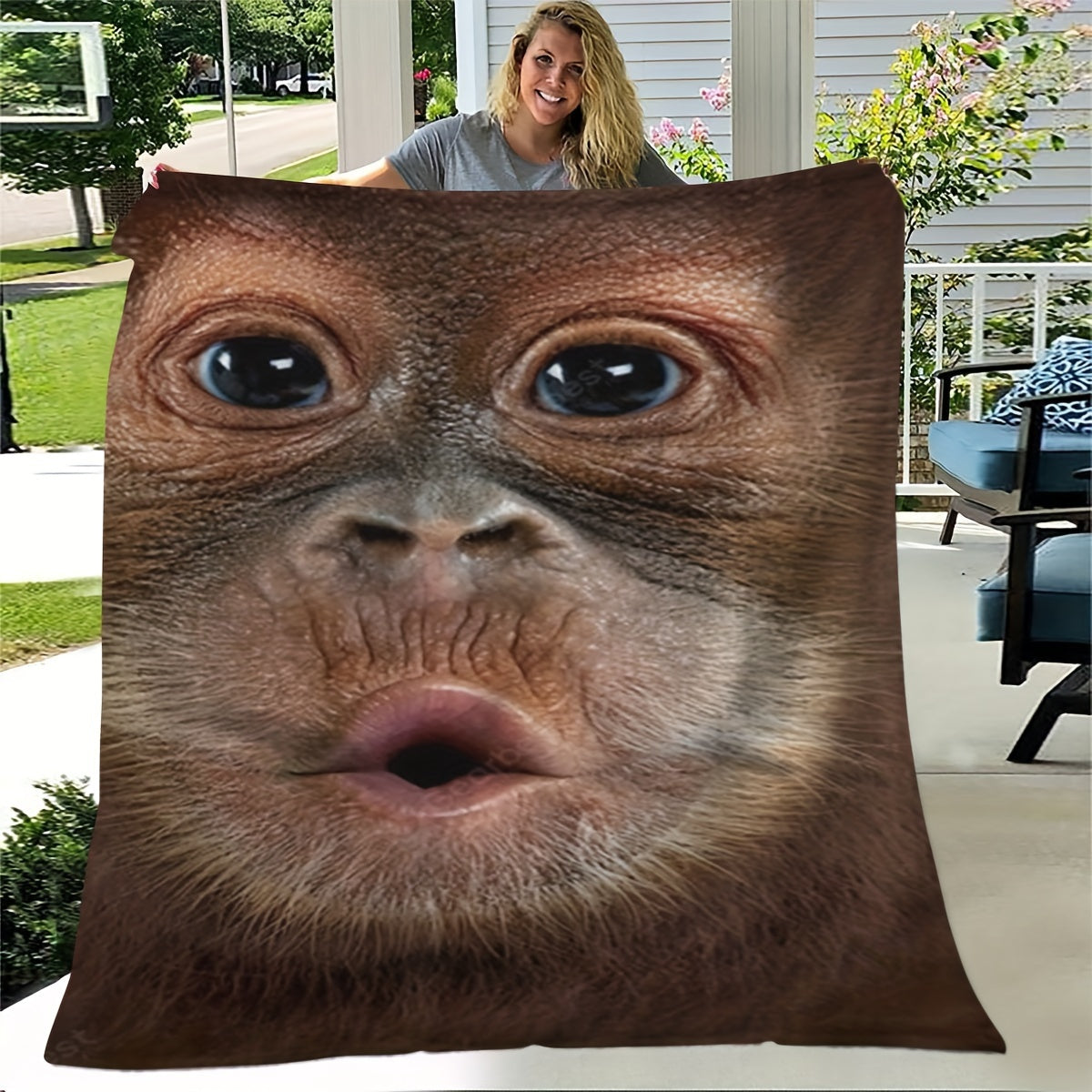 Chimpanzee Printed Blanket for Home or Travel