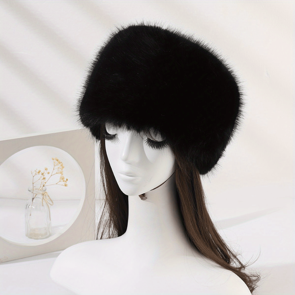 Warm Faux Fur Bucket Hat Soft Coldproof Beanie for Women