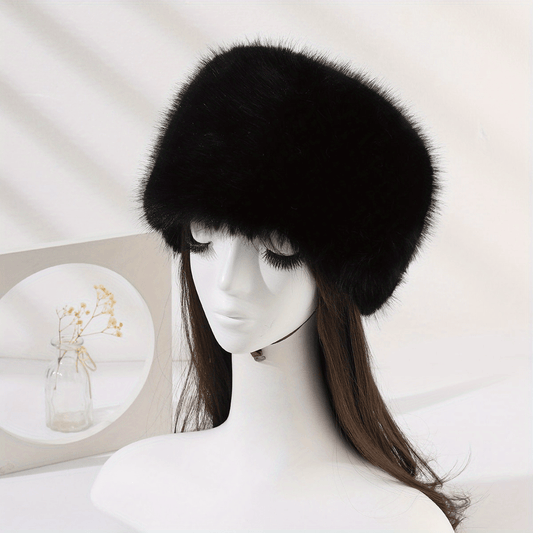 Warm Faux Fur Bucket Hat Soft Coldproof Beanie for Women