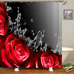 Red Rose Shower Curtain Set with Bathroom Decor