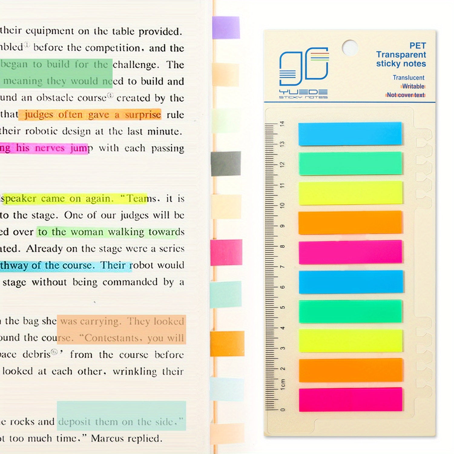 200 Assorted Translucent Sticky Notes Index