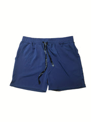 Men's Loose Solid Shorts With Pockets Active Breathable Drawstring Shorts