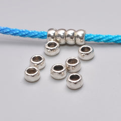50-100pcs 3x5mm Alloy Spacer Beads for DIY Jewelry, Hole 2.5mm