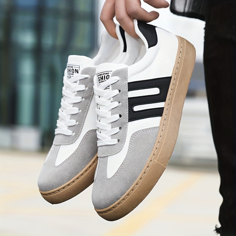 Men's Striped Lace up Skate Shoes Walking Sneakers