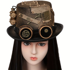 Steampunk Golden Hat With Goggles Stage Performance Halloween Cosplay