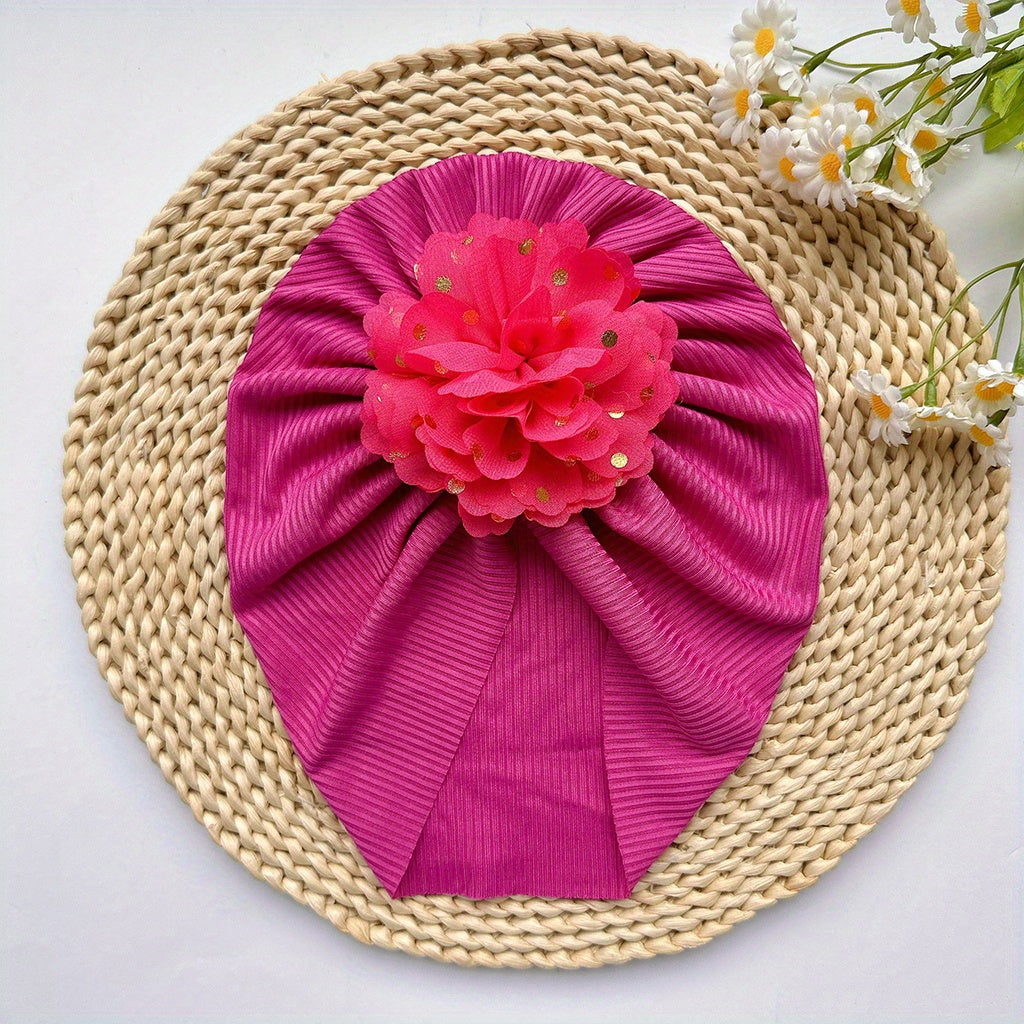 Soft Elastic Strip Flower Baby Hat for Girl