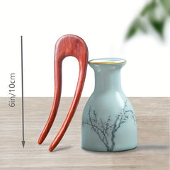 Minimalist Wood Hair Fork for Thick Hair Minimal Bun and Ponytail Holder