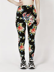 Floral Print Skinny Leggings Casual Stretchy Leggings