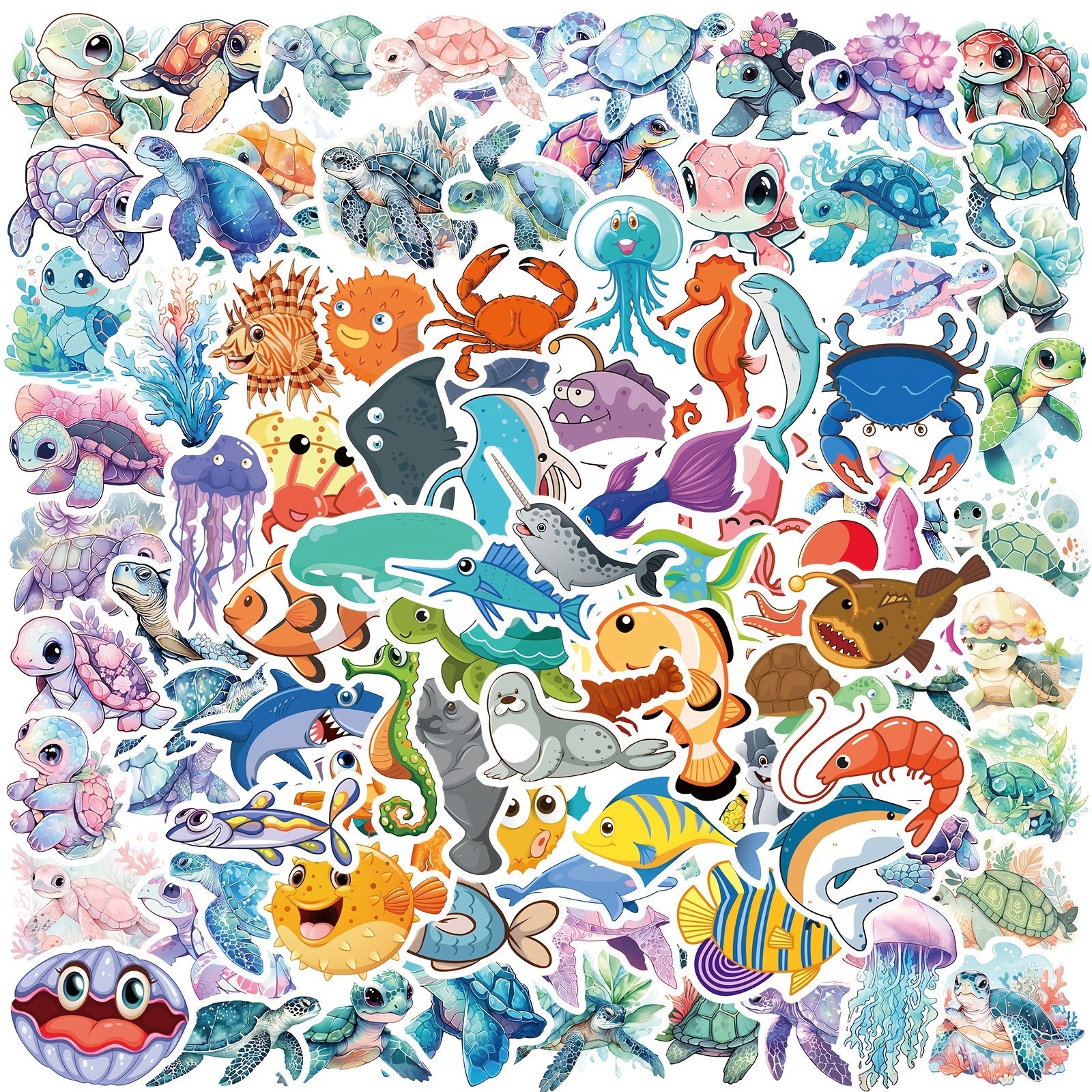 100pcs Sea Turtle Stickers Cartoon Decoration Waterproof Vinyl Stickers