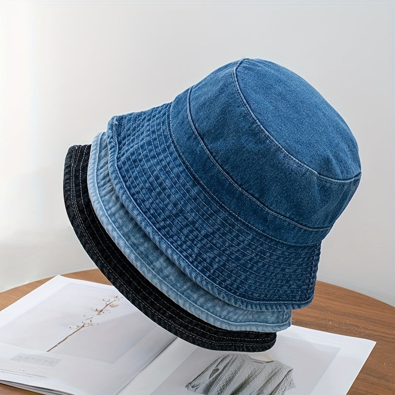 Cotton Denim Bucket Hat Lightweight Sun Hat