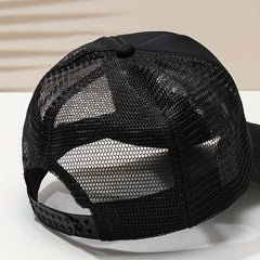 Smiling Face Print Trucker Hat Mesh Breathable Solid Casual Baseball Cap