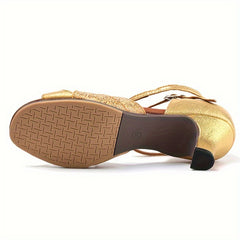 Women's Latin Dance Sandals Medium Heel Lightweight Shoes
