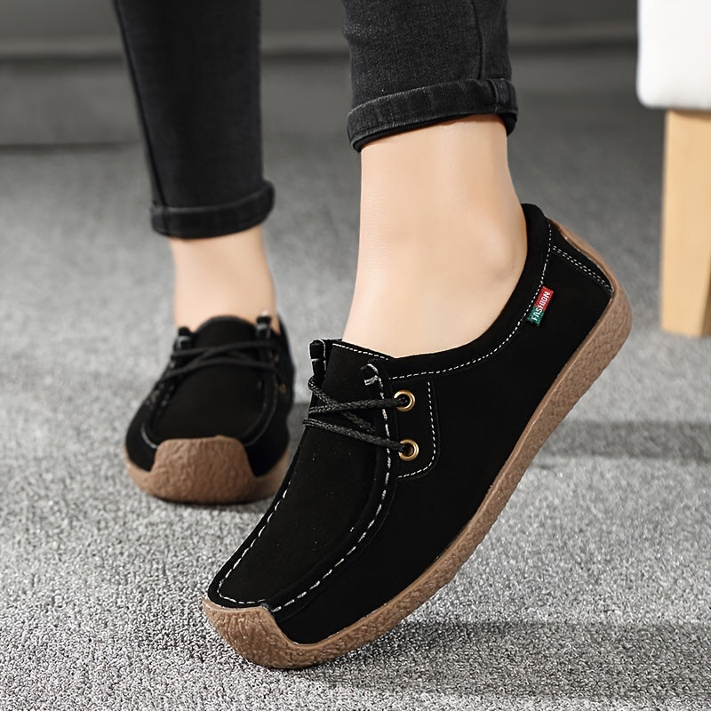 Women's Lace Up Loafers Comfort Slip On Shoes Casual Lightweight Flat Shoes