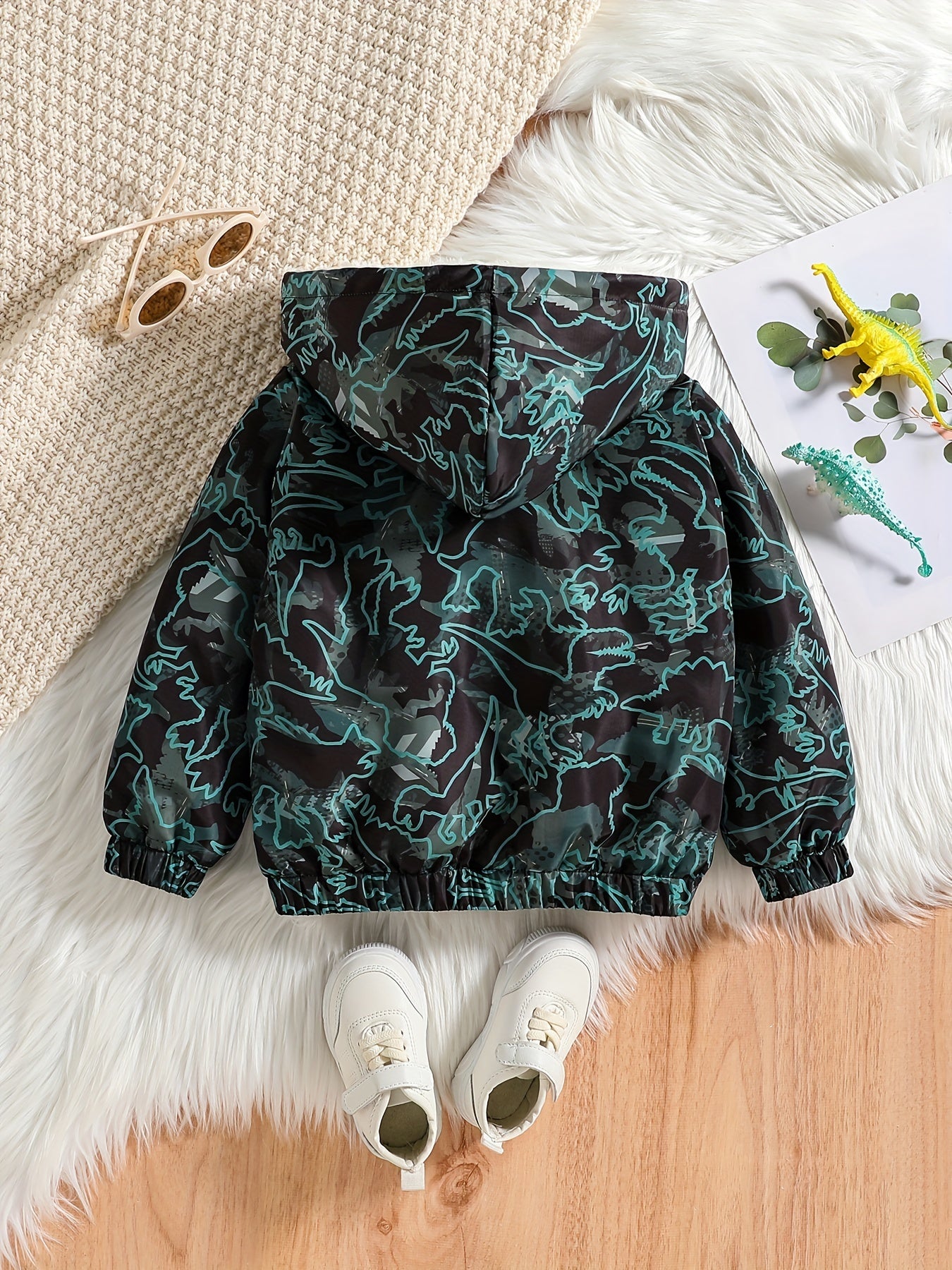Boys Dino Camo Fleece Zip Hoodie Jacket