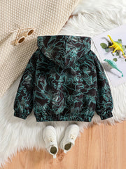 Boys Dino Camo Fleece Zip Hoodie Jacket