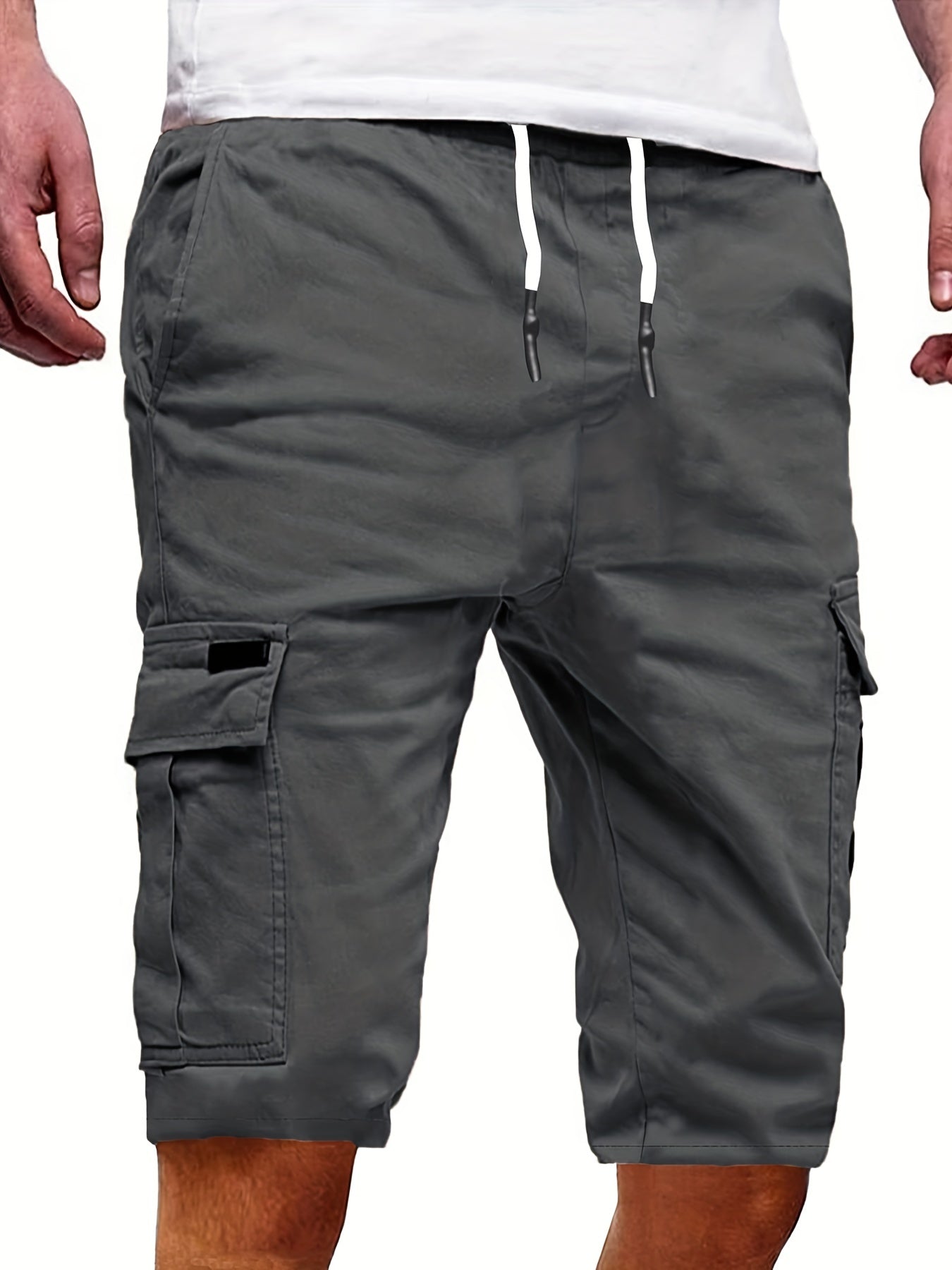 Classic Cargo Shorts Men's Casual Pocket Waist Drawstring Cargo Shorts